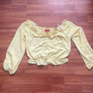 Guess Yellow puff sleeve shirt